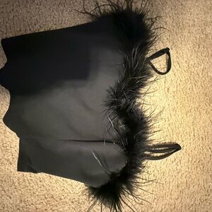 Black Feather Trim Top